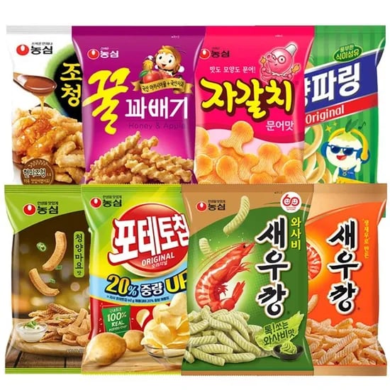 농심 새우깡 4봉 와사비새우깡 4봉 포테토칩 4봉