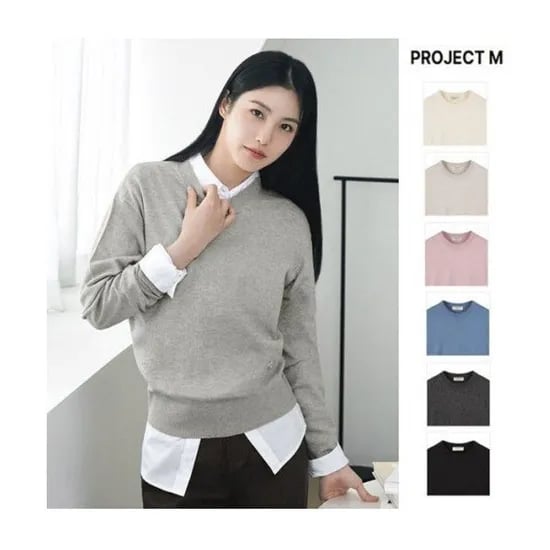 프로젝트엠 여성 라운드넥 스웨터