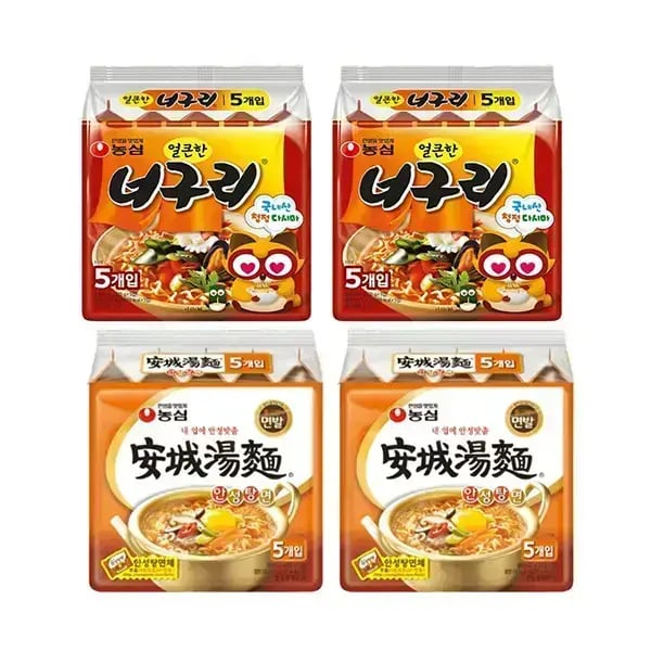 농심 얼큰한너구리 5입 안성탕면 5입 2봉 총20입