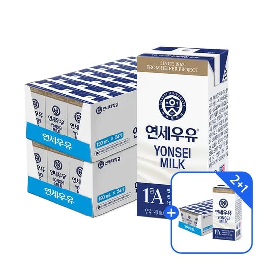 멸균 흰우유 190ml 24팩 2+1박스