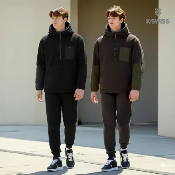 K-SWISS 기모 후리스 아노락 조거팬츠 세트