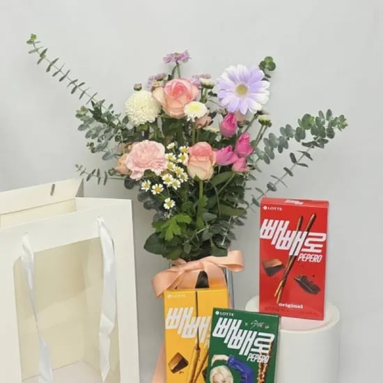 생화 한다발 빼빼로