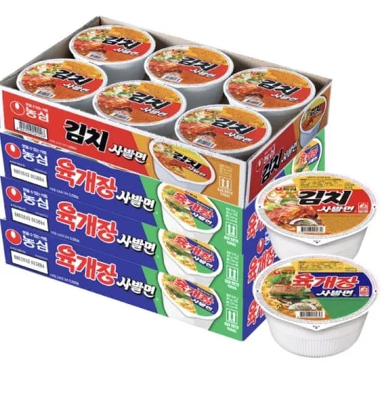 육개장사발면 18개 김치사발면 6개
