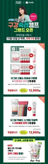 지그비 고불소 구취케어 치약 아쿠아민트향 117g 4개입