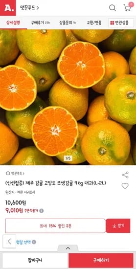 제주 감귤 고당도 조생감귤 9kg 대과(L-2L)