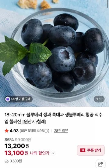 생블루베리 4팩