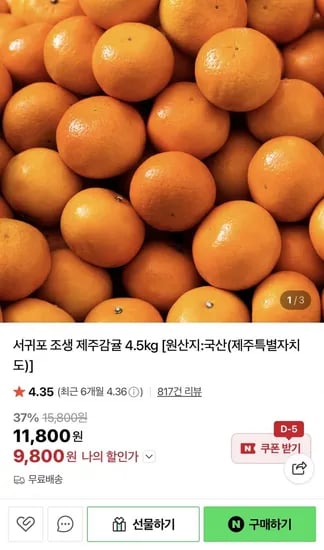 서귀포 조생 제주감귤 4.5kg