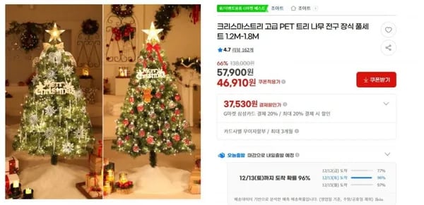 크리스마스트리 고급 PET 트리 나무 전구 장식 풀세트 1.2M-1.8M 1개