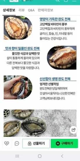 완도산 활전복 kg 대사이즈 8-9미 20kg