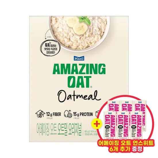 어메이징 오트 오트밀 오리지널 900g 1개, 어메이징 오트 언스위트 190ml 6입
