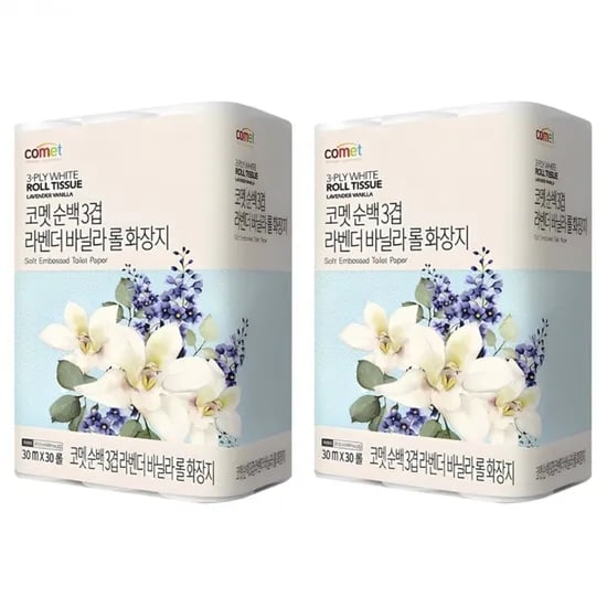 코멧 순백 3겹 라벤더 바닐라 롤화장지 30m 60개