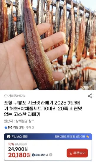 구룡포 햇과메기 야채풀세트 10마리 20쪽