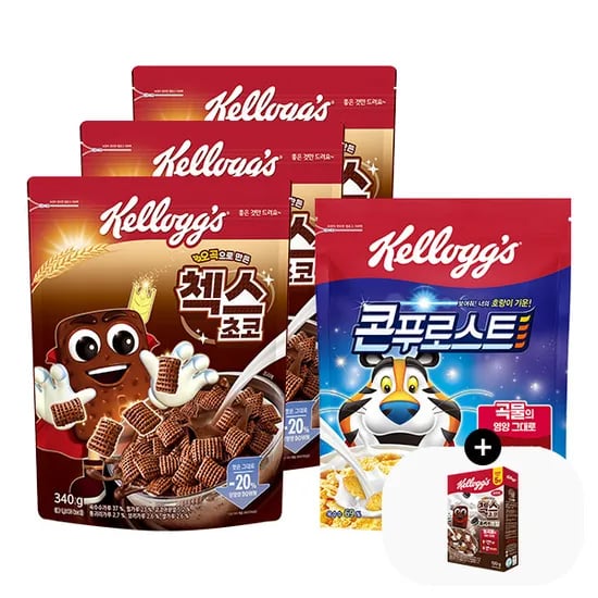 첵스초코 340g x 3개 + 콘푸로스트 300g + 쿠키&크림 120g