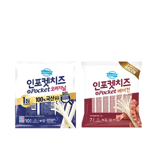 동원 덴마크 인포켓치즈 베이컨 20g 2봉 오리지널 20g 2봉