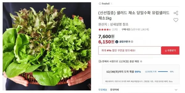 유럽샐러드 채소 1kg