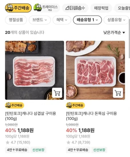 탄탄포크 캐나다산 삼겹살 목심 구이용 0g 10