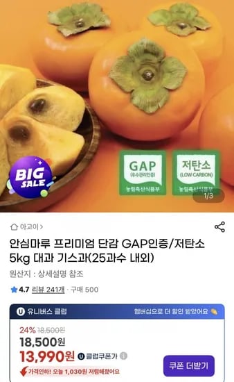 안심마루 GAP 인증 단감 5kg