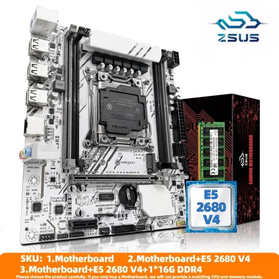 MOUGOl X99 듀얼 CPU 게임용 마더보드 세트 ZSUS X99-8D4