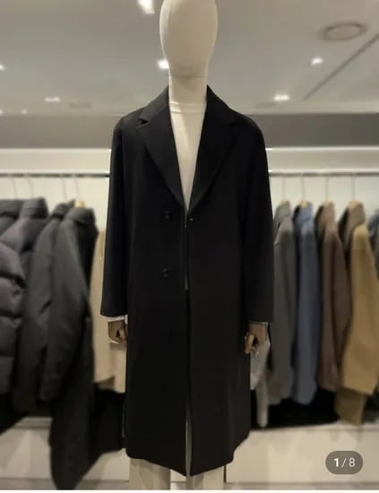 지이크 모 캐시미어 세미오버핏 블랙모직 코트