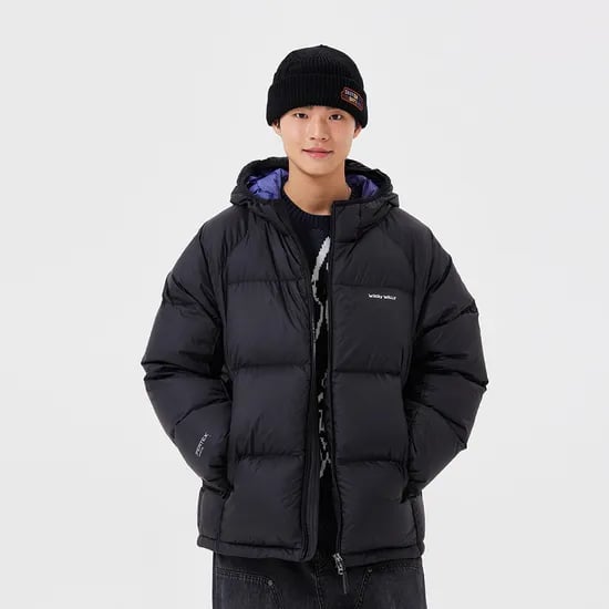 퍼텍스 립스탑 후드 다운 점퍼 블랙