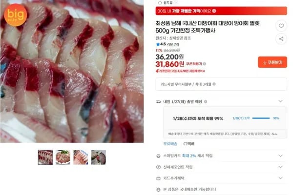 남해 대방어 500g
