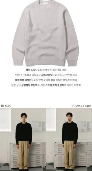 르뎁트 캐시미어 블렌딩 하찌 라운드 니트 풀오버 (26,900원/무배)