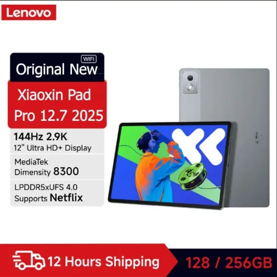 레노버 샤오신 패드 프로 12.7 미디어텍 디멘시티 8300 128GB 256GB 144Hz 13MP 10200mAh 안드로이드 ZUI 16 태블릿 PC