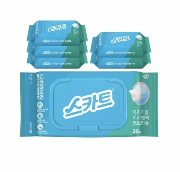 스카트 유리거울 이지앤퀵 청소티슈 30매 6팩 (9,50원/무료)4
