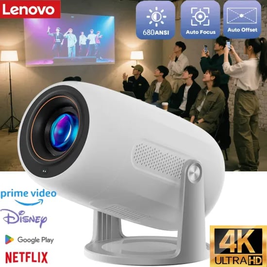 레노버 샤오신 100M 프로젝터 자동 초점 Wifi6 스마트 지원 4K 휴대용 hy300 pro 680ANSI 프로젝터 스마트 야외 홈시어터
