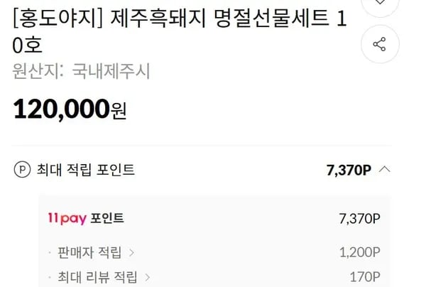 무항생제 홍도야지 제주흑돼지  선물세트 10호 (120,000원/무배)