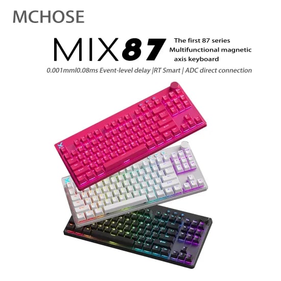 Mchose Mix87 다기능 마그네틱 스위치 게임용 키보드 87% 레이아웃 8+128K 핫 스왑