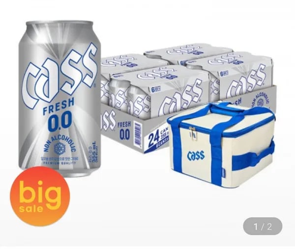카스제로 (0.0) 논알콜 맥주맛 음료 355ml 24캔+쿨러백 1개증정 (16,300원/무료)