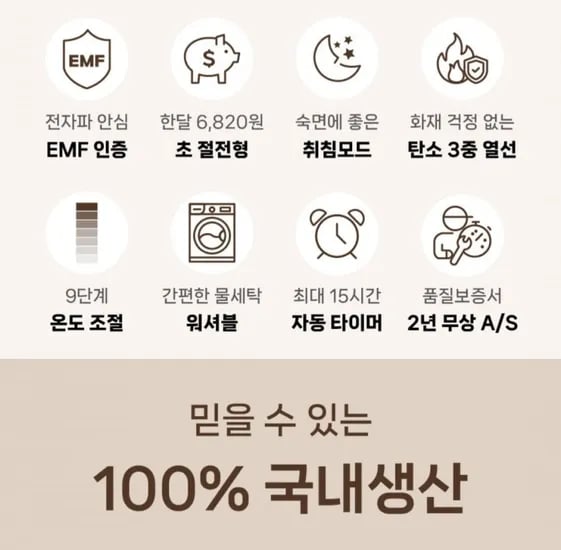위켄드하우스 탄소매트 캠핑 전기장판 워셔블 소록소록(싱글) (23,480원/무배)