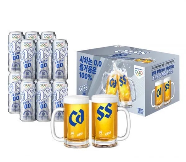 카스 0.0 제로 500ml 2캔 + 올림픽 투게더 전용잔2개 패키지 (11,900원/무료)1