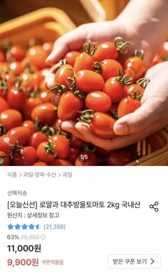 완숙 토마토 kg (9,900원/무료)2