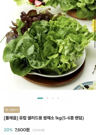 유럽 샐러드용 쌈채소1kg (7,600원/무료)