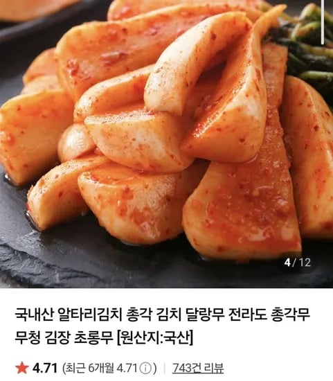 국내산 알타리 총각김치 kg 2개