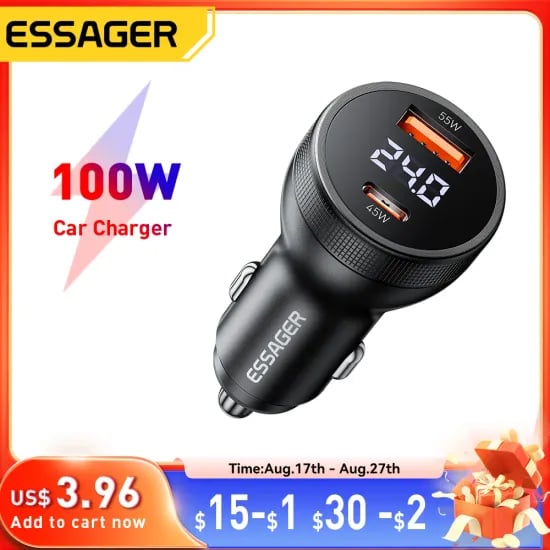 Essager 차량용 충전기 USB C PD 45W $4.24