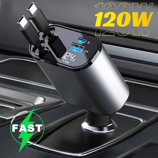 차량용 충전기 USB PD C타입 케이블 120W