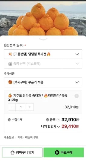 제주 한라봉 중대과 5kg (29,40원/무료)1