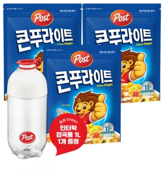 포스트 콘푸라이트 시리얼 600g 3개 +인터락잡곡통 1L (10,610원/무료)
