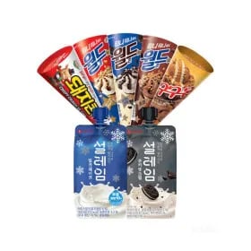 롯데 월드콘 구구콘 돼지콘 설레임 등 24개 골라담기 (23,00원/무료)1