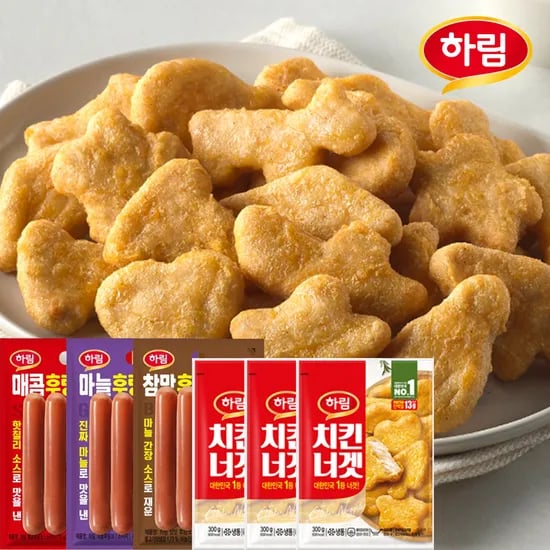 하림 용가리치킨 300g 3개 + 후랑크 소시지 3개 (4,900원/무료)1
