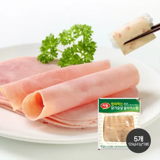 하림 밥싸먹는 닭가슴살 슬라이스 43g 5봉 (12,920원/무료)1