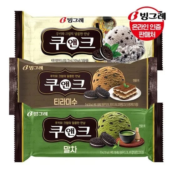 빙그레 쿠앤크바 종 40개 /아이스크림/말차/티라미수 (16,760원 유클가/무료)3