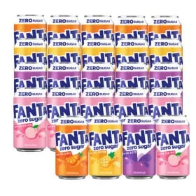 환타 제로 오렌지+파인+포도+피치 350ml 4종 6입 (총 24캔) (12,700원/무료)