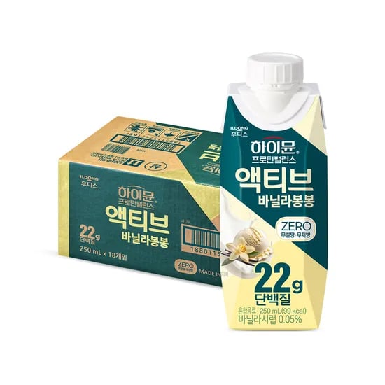 단백질 22g 하이뮨 프로틴 밸런스 액티브 제로 바닐라봉봉 1박스 18입 (17,900원/무료)