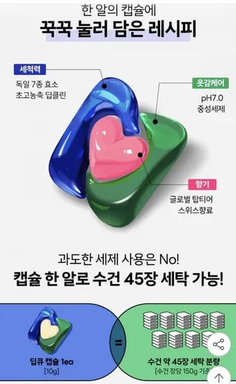 고농축 캡슐세제 딥큐 오션브리즈 100개입+100개입 (14,80원/무배)2