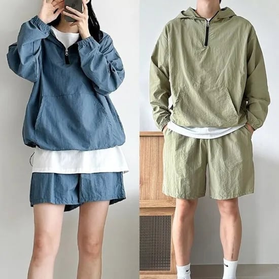 남녀공용 아노락셋트  반바지+집업셋트  ( 21,500/무려배송)