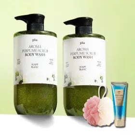 플루 아로마 퍼퓸 스크럽 바디워시 1000ml+바디스크럽 50g 1개+샤워볼 (18,480/무배)
